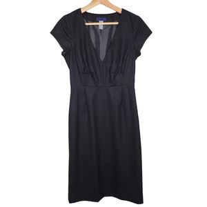 J. Crew Suiting Wool Deep V Neck Black Cocktail Dress 0